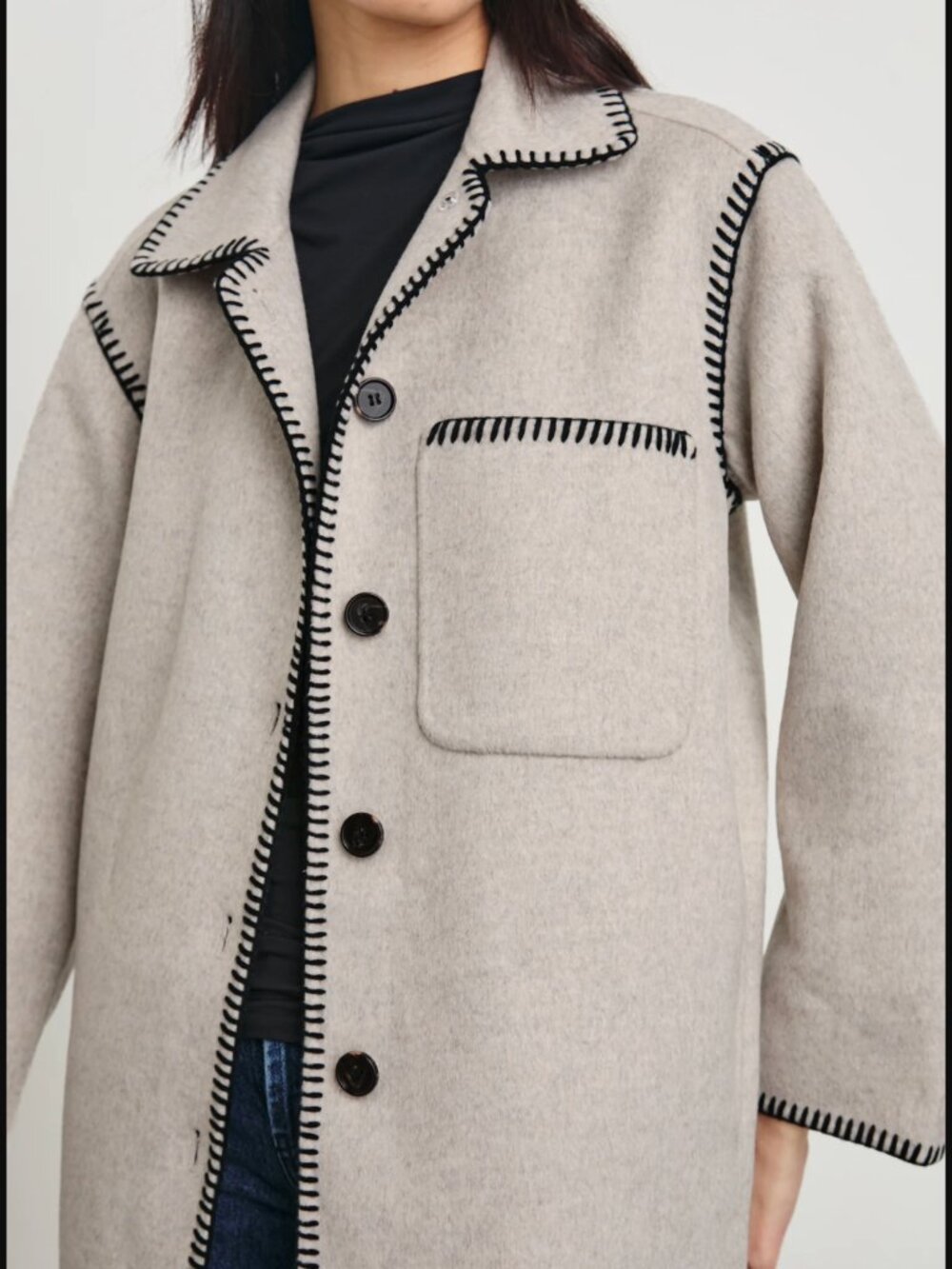 Rails Odyssey Whipstitch Detail Wool Blend Jacket Shacket Shade Oatmeal $398.00